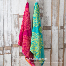 textil suave verde y rosa oscuro jacquard patrón adultos Beach Towel BT-141